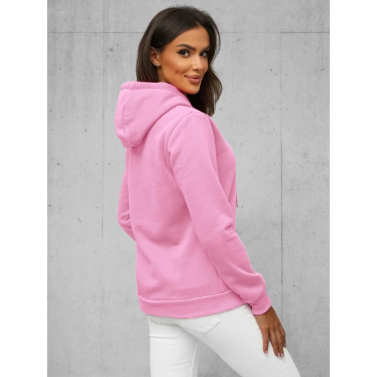 Šviesiai rožinis moteriškas džemperis su gobtuvu Llama