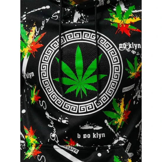 Vyriškas juodas džemperis su įvairiaspalve spauda Kanna O/B267