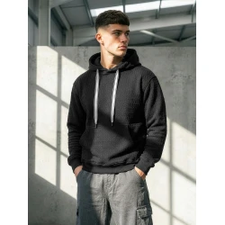 Vyriškas juodas džemperis su gobtuvu Carla