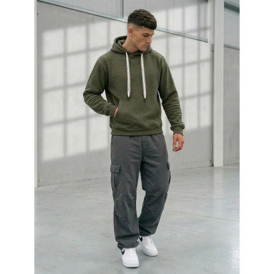 Vyriškas chaki džemperis su gobtuvu Carla Džemperiai su gobtuvu