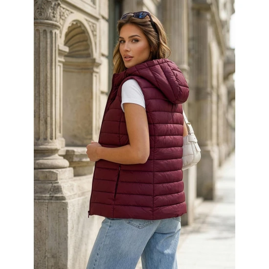 Moteriška bordo liemenė su gobtuvu Senti Moteriškos liemenės