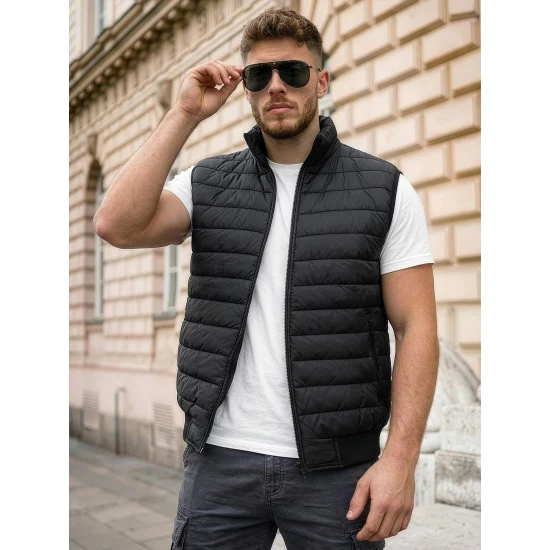 Dygsniuota vyriška juoda liemenė Lider Liemenės