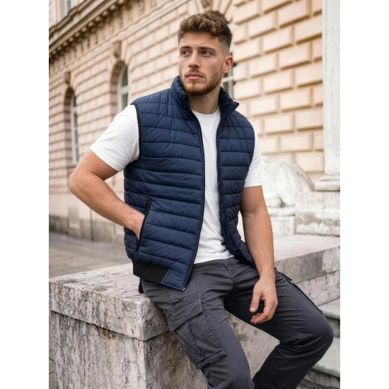 Dygsniuota vyriška tamsiai mėlyna liemenė Lider JS/MY77