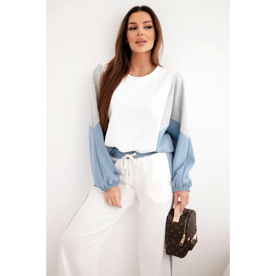 Moteriškas dviejų spalvų laisvalaikio komplektas su mėlynu intarpu Gabi Moteriški komplektai