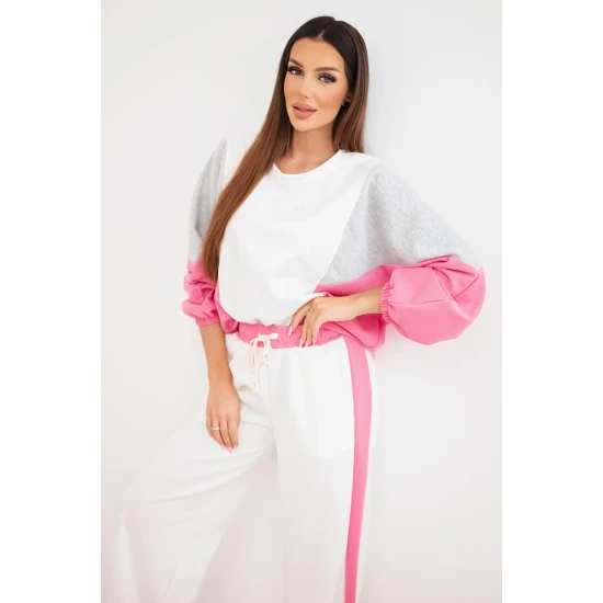 Moteriškas dviejų spalvų laisvalaikio komplektas su rožiniu intarpu Gabi Moteriški komplektai