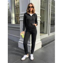 Juodas moteriškas komplektas su gobtuvu Kornel