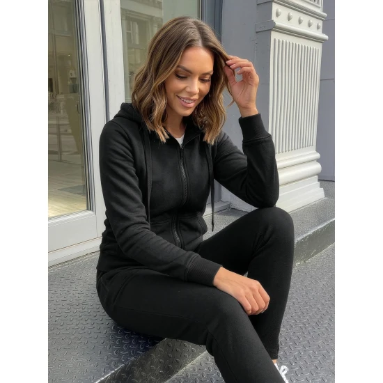 Juodas moteriškas komplektas su gobtuvu Komet Sportinis14