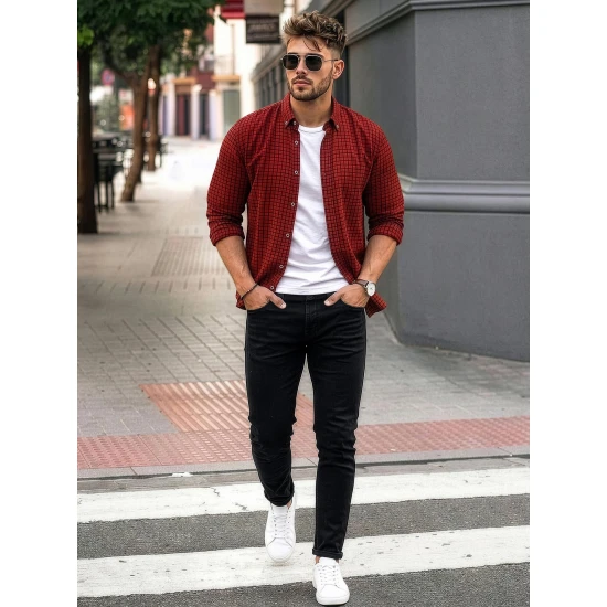 Vyriški languoti raudoni marškiniai Benet Marškiniai