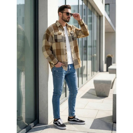 Vyriški rudi flaneliniai marškiniai Cory Marškiniai