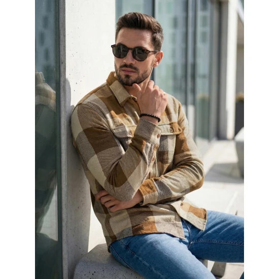 Vyriški rudi flaneliniai marškiniai Cory Marškiniai