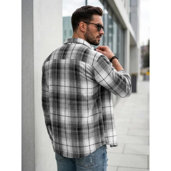 Vyriški juodi/balti flaneliniai marškiniai Cory Marškiniai