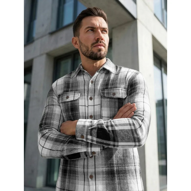 Vyriški juodi/balti flaneliniai marškiniai Cory Marškiniai