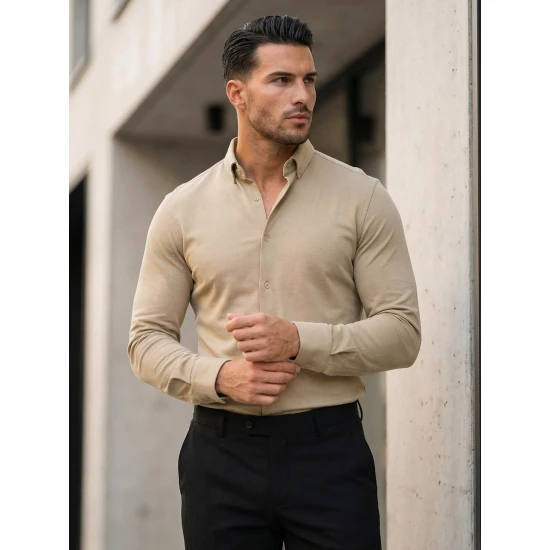 Vyriški rusvi marškiniai Top Marškiniai