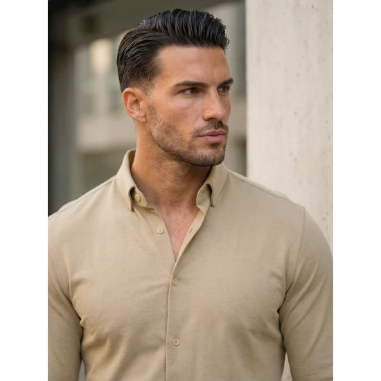 Vyriški rusvi marškiniai Top Marškiniai