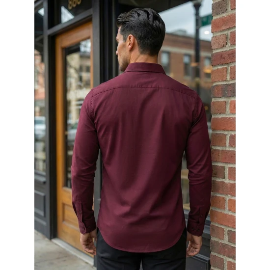 Vyriški bordo marškiniai Top Marškiniai
