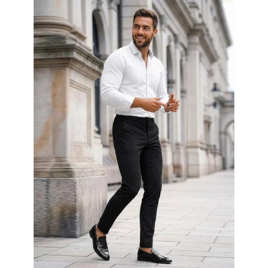 Vyriški balti taškuoti marškiniai Royal Marškiniai