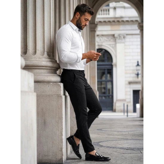 Vyriški balti taškuoti marškiniai Royal Marškiniai