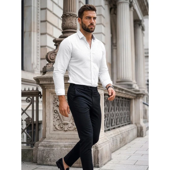 Vyriški balti taškuoti marškiniai Royal Marškiniai