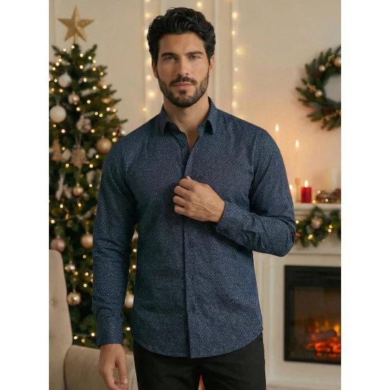 Vyriški tamsiai mėlyni marškiniai Melba