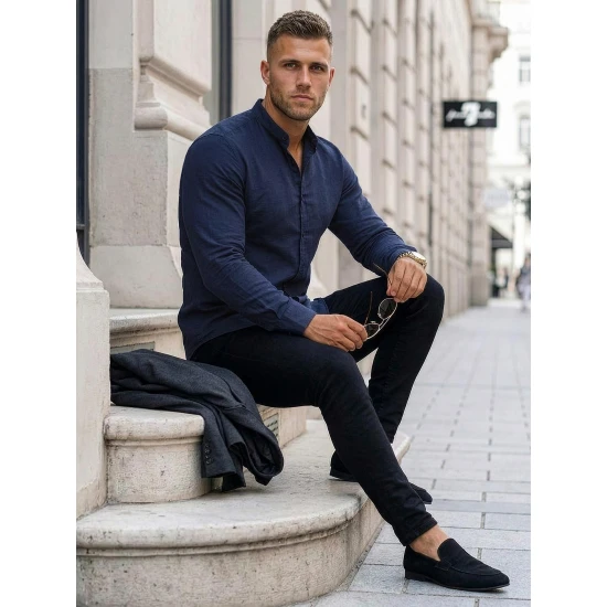 Tamsiai mėlyni marškiniai Eper O/V69