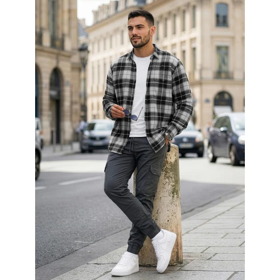 Vyriški pilki languoti marškiniai Marino Marškiniai