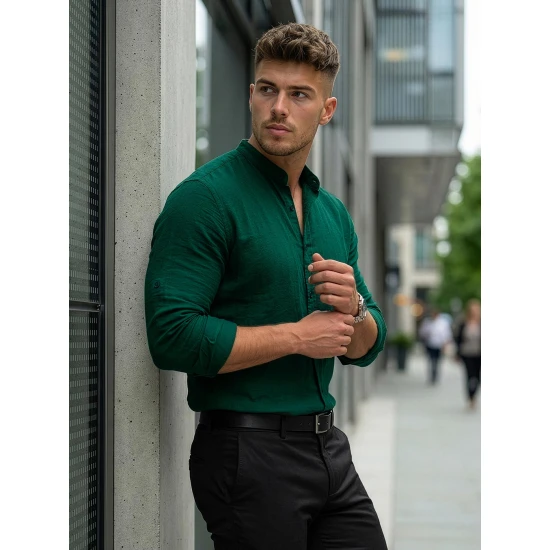 Žali vyriški marškiniai Lipol O/V78Z