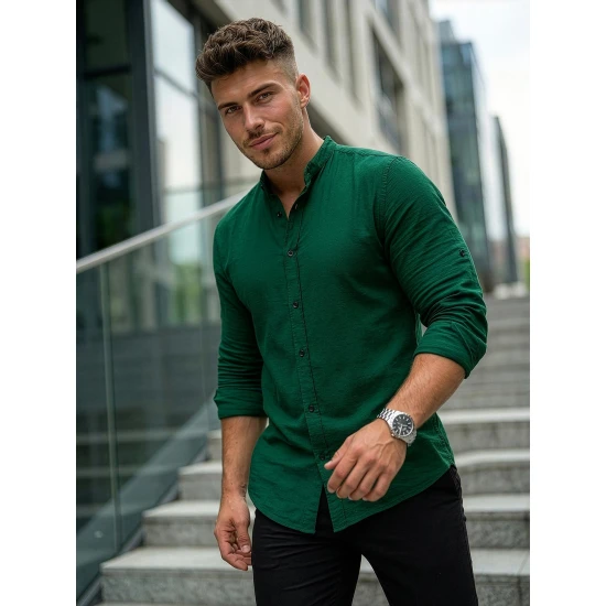 Žali vyriški marškiniai Lipol O/V78Z