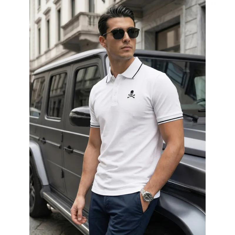 Men’s white polo shirt Skull POLO T-shirt