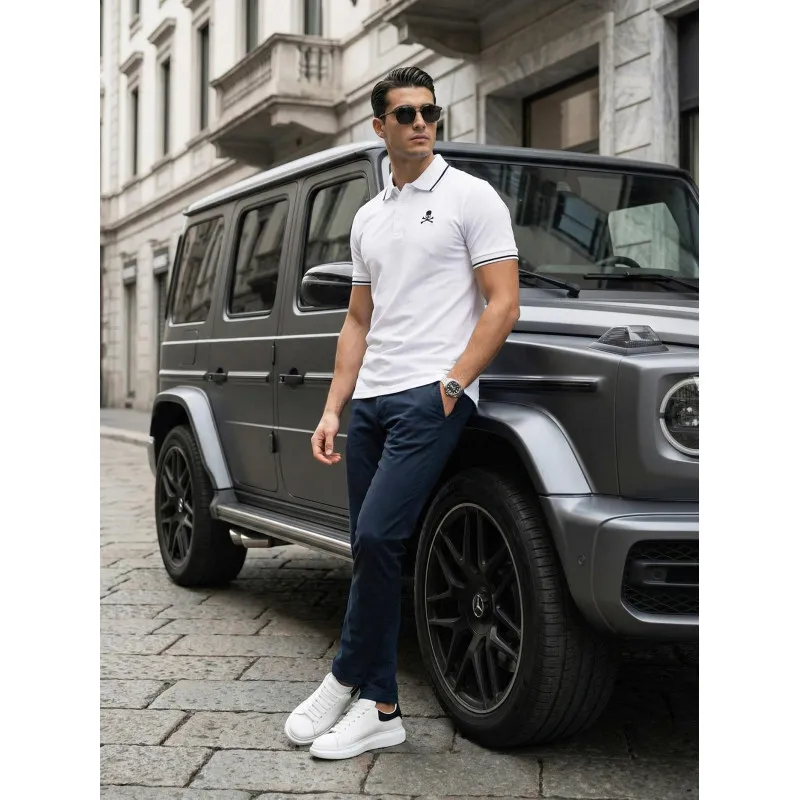 Men’s white polo shirt Skull POLO T-shirt