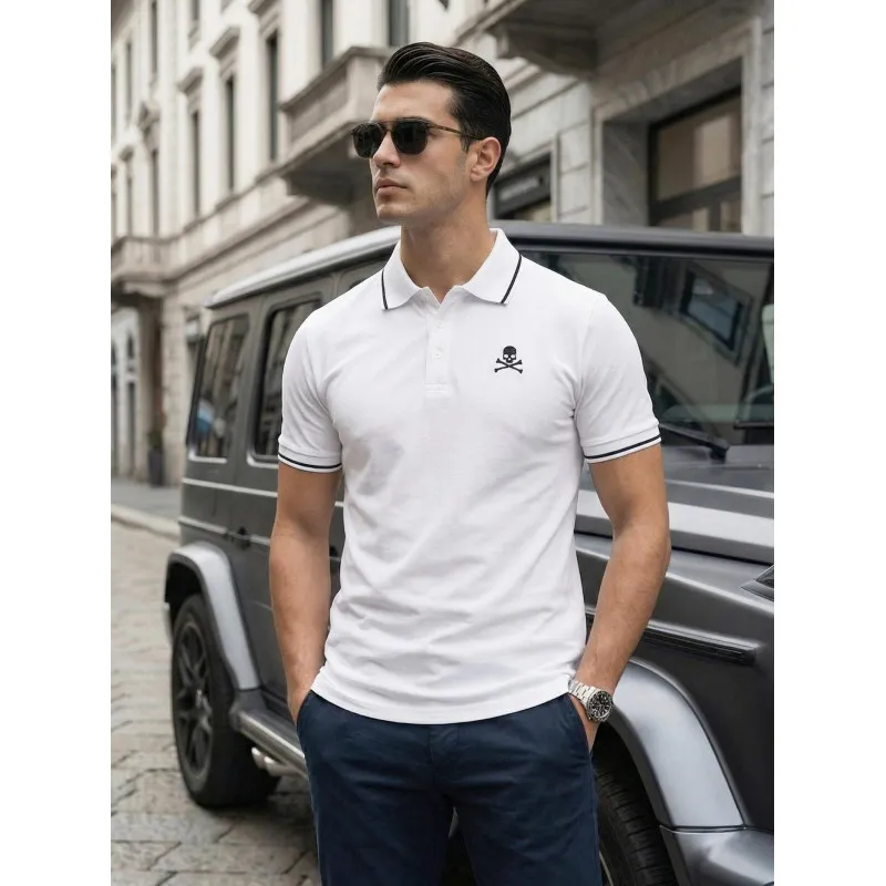 Men’s white polo shirt Skull POLO T-shirt