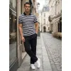 Men’s black striped polo shirt Captain POLO T-shirt