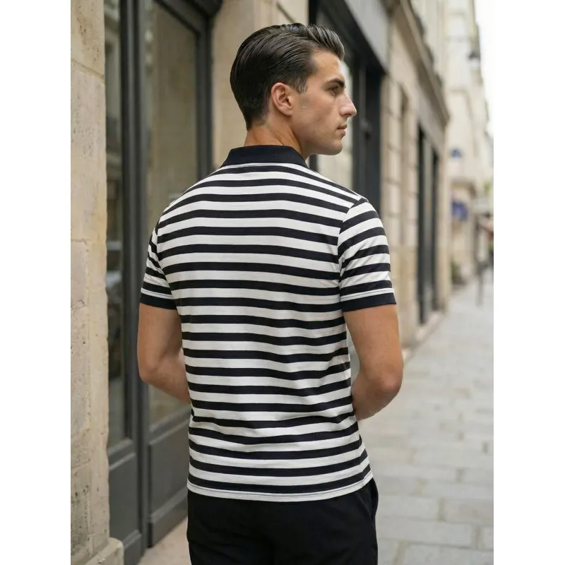 Men’s black striped polo shirt Captain POLO T-shirt