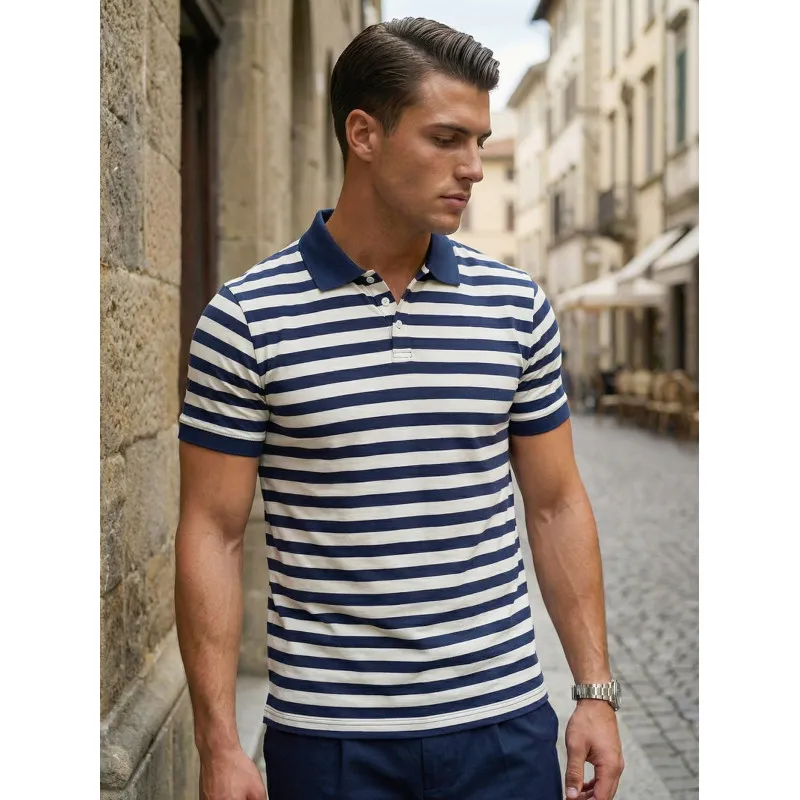 Men’s blue striped polo shirt Captain POLO T-shirt