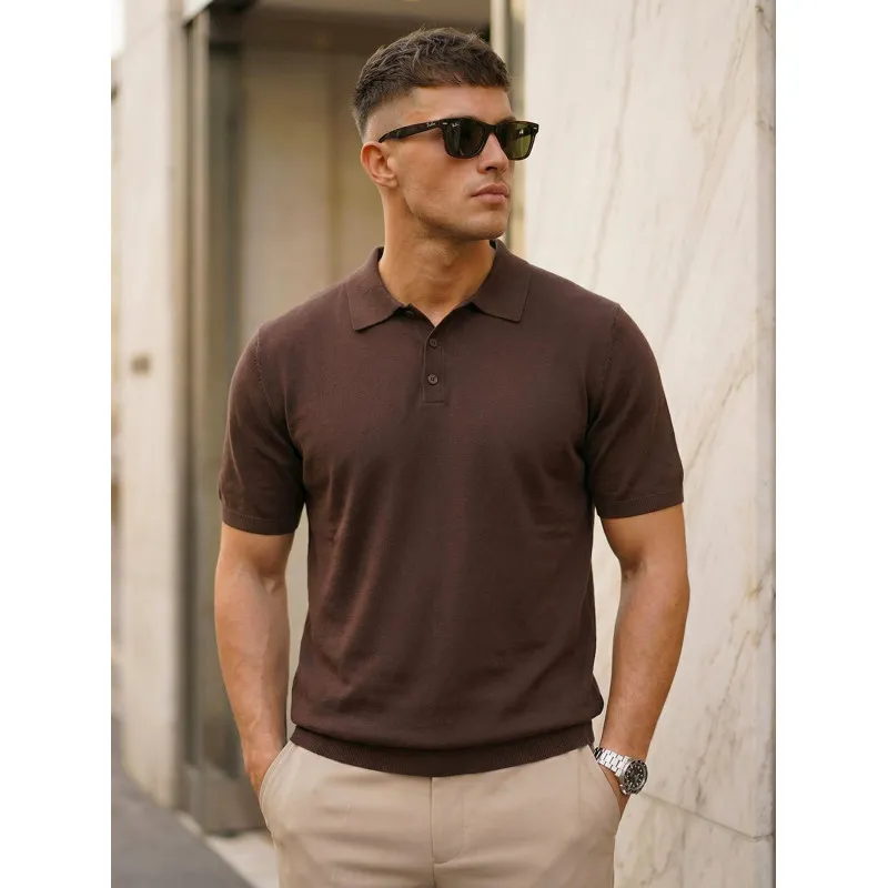 Men's dark brown Vibe polo shirt POLO T-shirt