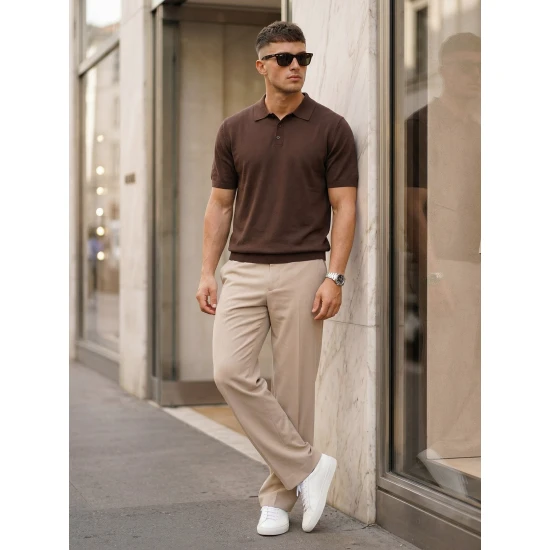 Vyriški tamsiai rudi polo marškinėliai Vibe POLO marškinėliai