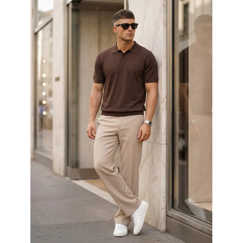 Men's dark brown Vibe polo shirt POLO T-shirt