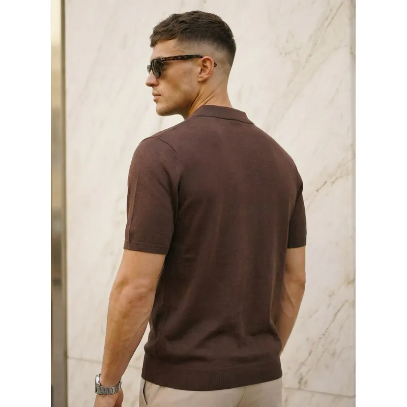 Men's dark brown Vibe polo shirt POLO T-shirt