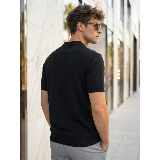 Vyriški juodi polo marškinėliai Vibe POLO marškinėliai