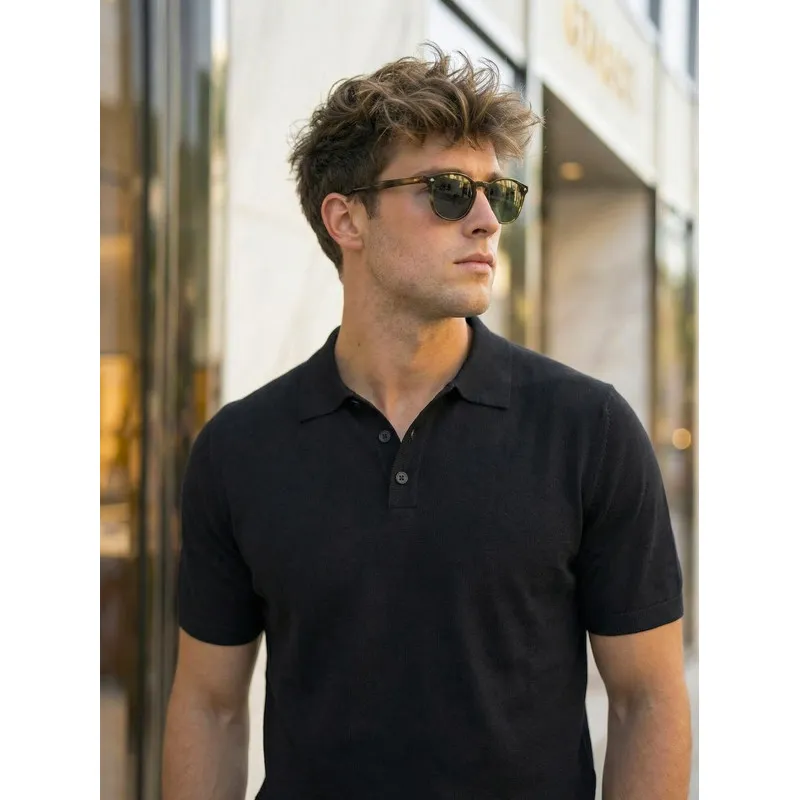 Men's Black Vibe Polo Shirt POLO T-shirt