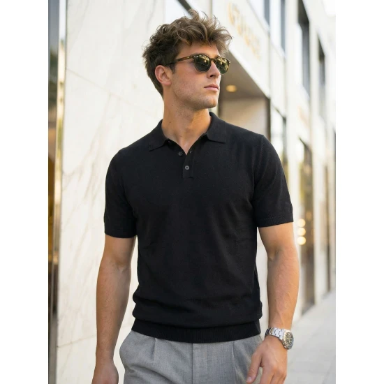 Vyriški juodi polo marškinėliai Vibe POLO marškinėliai