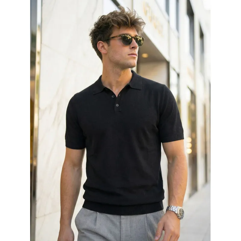 Men's Black Vibe Polo Shirt POLO T-shirt
