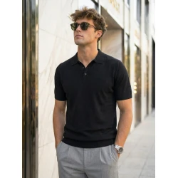 Vyriški juodi polo marškinėliai Vibe