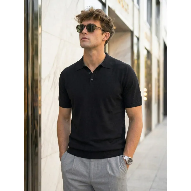 Men's Black Vibe Polo Shirt POLO T-shirt
