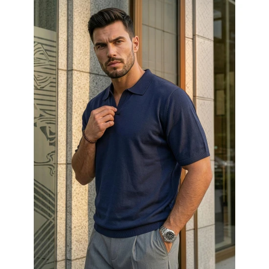 Vyriški tamsiai mėlyni polo marškinėliai Tyler POLO marškinėliai