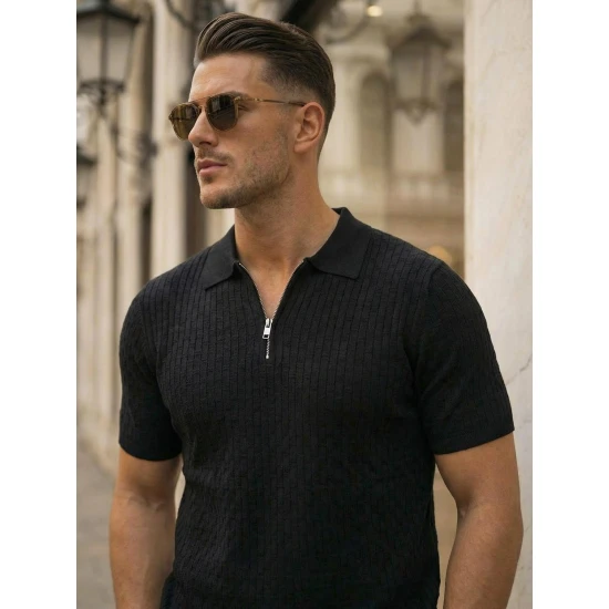 Vyriški juodi polo marškinėliai Fast POLO marškinėliai