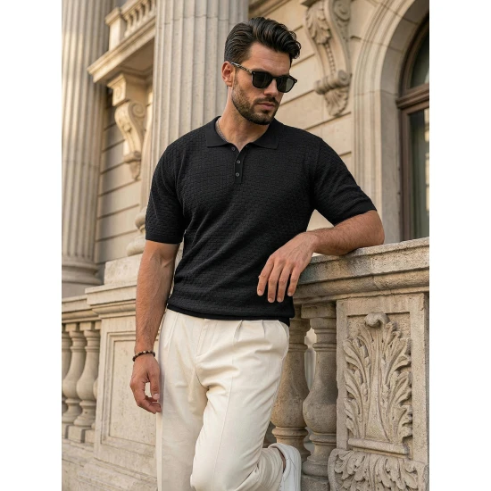 Vyriški juodi polo marškinėliai Style POLO marškinėliai