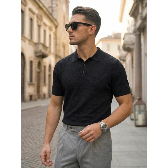 Vyriški juodi polo marškinėliai Street POLO marškinėliai