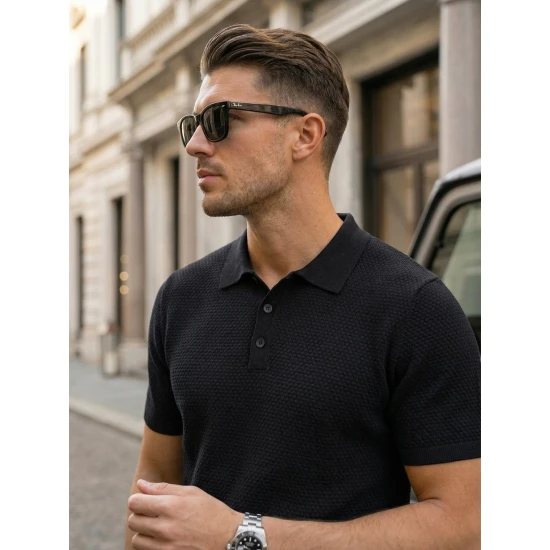 Vyriški juodi polo marškinėliai Street POLO marškinėliai