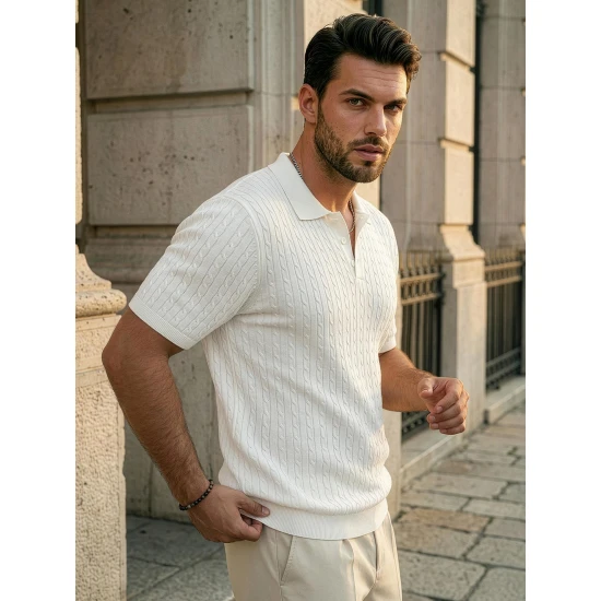 Vyriški balti polo marškinėliai Style POLO marškinėliai