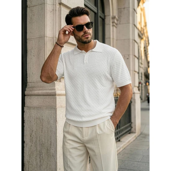 Vyriški balti polo marškinėliai Style POLO marškinėliai